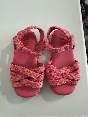 Zara Coral Braided Ankle-Strap Sandals